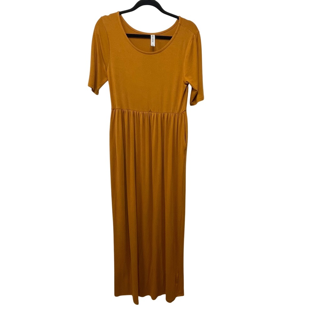 ZENANA OUTFITTERS Burnt Orange Maxi Dress Pockets Elastic Waist Boho Cottage L